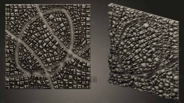 Wall with roads 3d stl for CNC